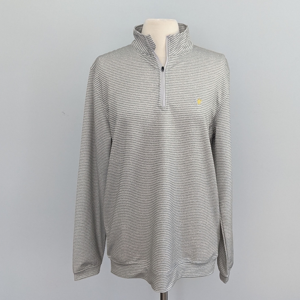 Men's Simply Southern Striped Quarter Zip with Turtle Logo Medium 1/4 golf